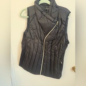 Calvin Klein Black Asymmetrical Quilted Vest